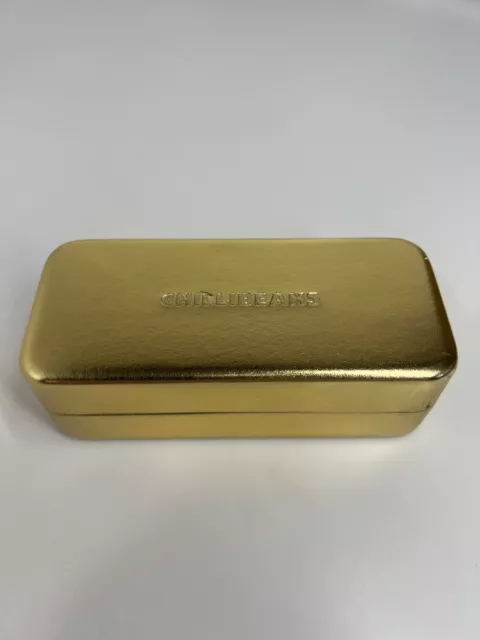 Chillibeans eyewear sun glasses case hard gold clamshell large spectacle storage