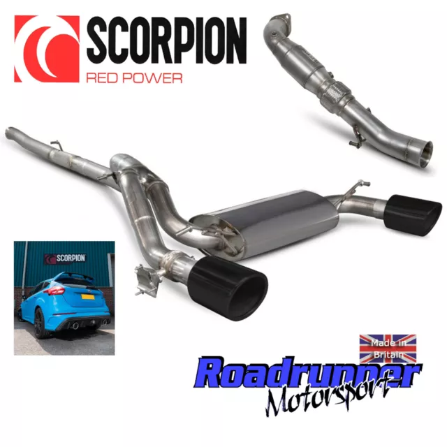 Scorpion Focus RS MK3 Exhaust System Non Res & Cat Downpipe & Valve Black