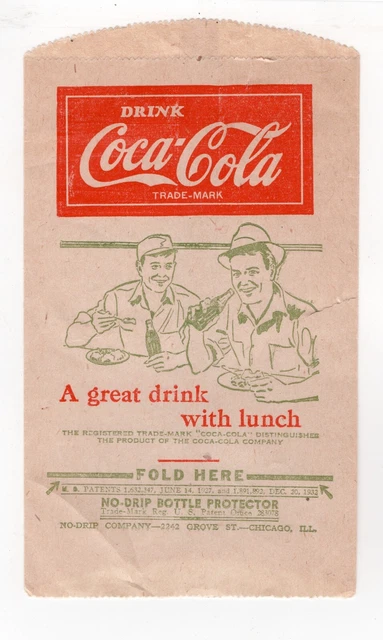 Vintage Coca Cola No Drip Bottle Protector Great with Lunch Rare Version