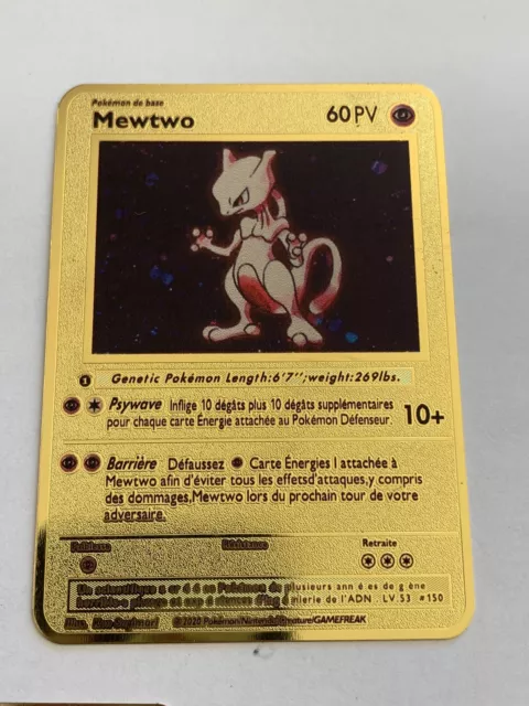 Carte Pokémon Métal Or Dorée - Mewtwo GX - Version Française