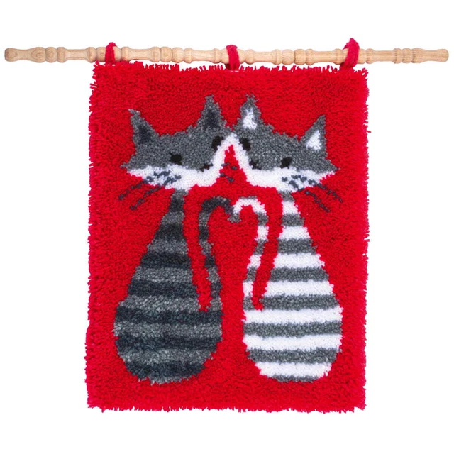 Alfombra anudable Vervaco "Gatos con rayas", imagen predibujada, 43x54cm