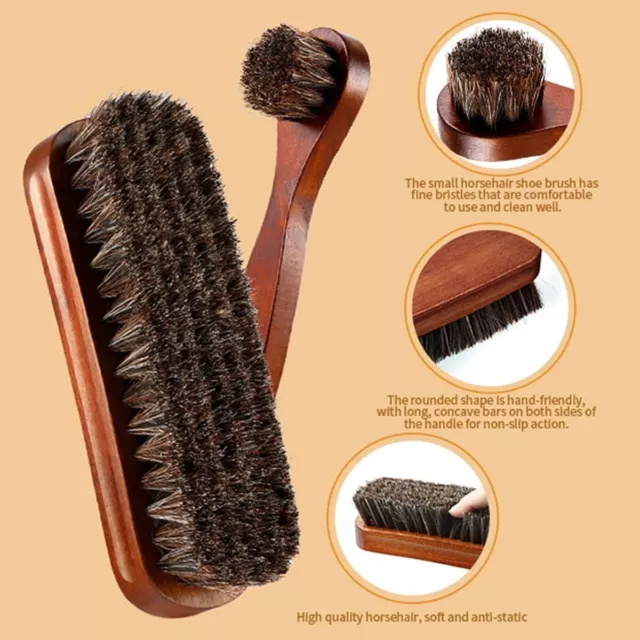 Shoe Brush Kit Boot PolishBrushes Leather Cleaning Brushes with Wooden Handles 3