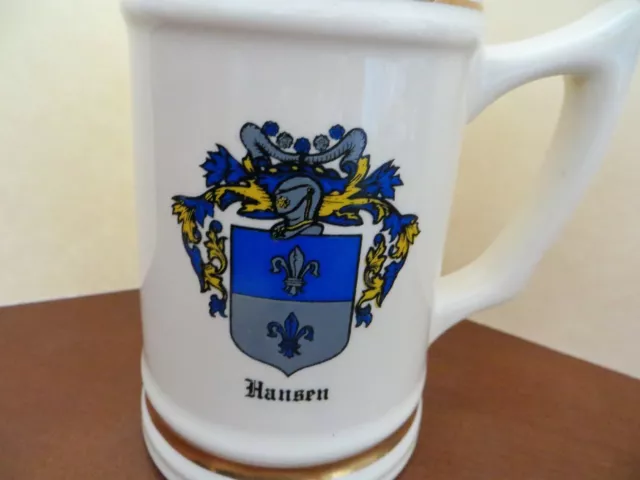 Vintage Beer Stein Mug Hansen Code of Arms Hansen Norway Norwegian