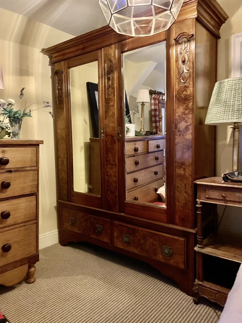 beautiful antique french mirrored armoire  wardrobe