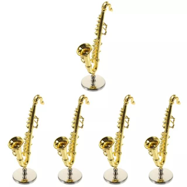 Set of 5 Dollhouse Accessories Alloy Child Mini Saxophone Saxaboom