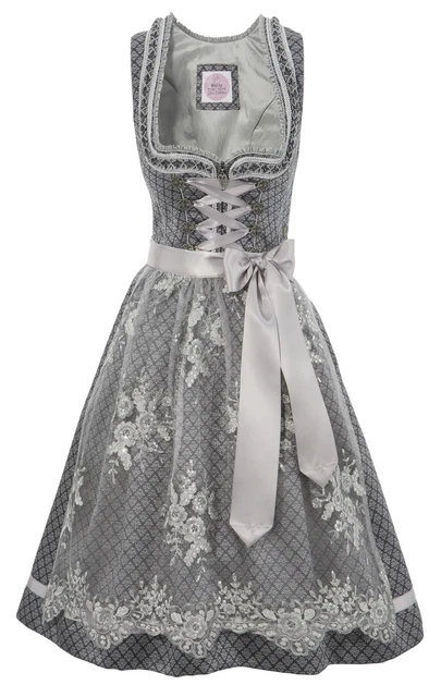 B-Ware / 2. Wahl - Dirndl midi 58 cm Melida graphit grau Marjo