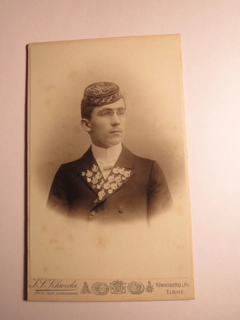 Königsberg - Elbing um 1903 - Schüler / Abiturient mit Albertus - CDV Studentika