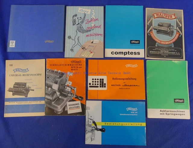 9 Walther GA und Werbung - Rechenmaschine calculator - Saml. Weber - 1058