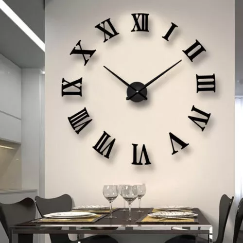 3D hágalo usted mismo Extra Pared Grandes Números Romanos Lujo Espejo Pegatina Reloj Decoración del Hogar 3