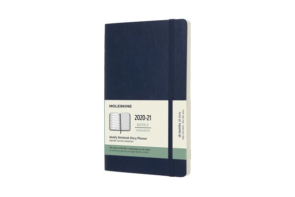 Moleskine 2020-21 Weekly Planner, 18M, Large, Sapphire Blue, Soft Cover (5 X 8.2