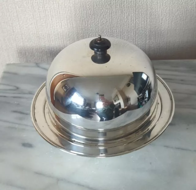 Silver Plated Bain Marie, Domed Covered Serving Dish, Art Deco *Good* W 7 Inches