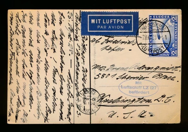 Deutschland C36 Graf Zeppelin Flug Abdeckung Oktober 28 Sich USA