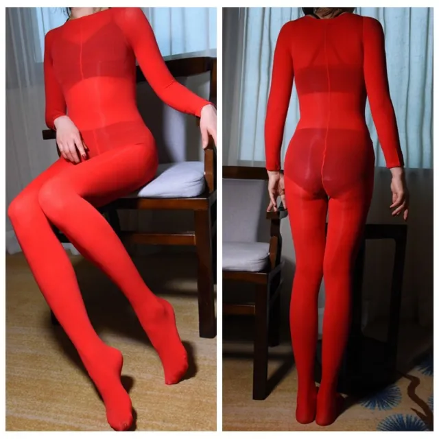 Body Catsuit Donna Trasparente Crotch Aperto Tutto il Corpo Calzetterie Playtute Sexy Rosso