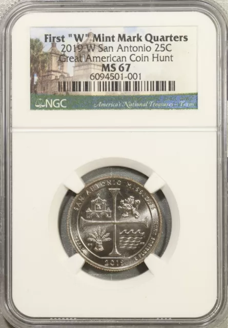 2019 W San Antonio Missions NP Quarter 25c NGC MS 67 West Point #1-001