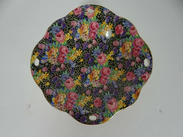 Royal Winton Grimwades Hazel Chintz Bonbon Dish Pedestal Flaw 2