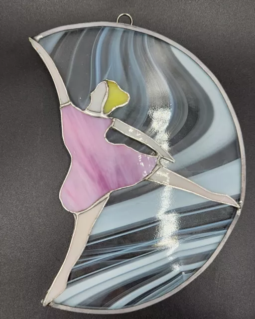 Ballerina Decor Stained Glass Window Hanging Pink Tutu Dancer Suncatcher