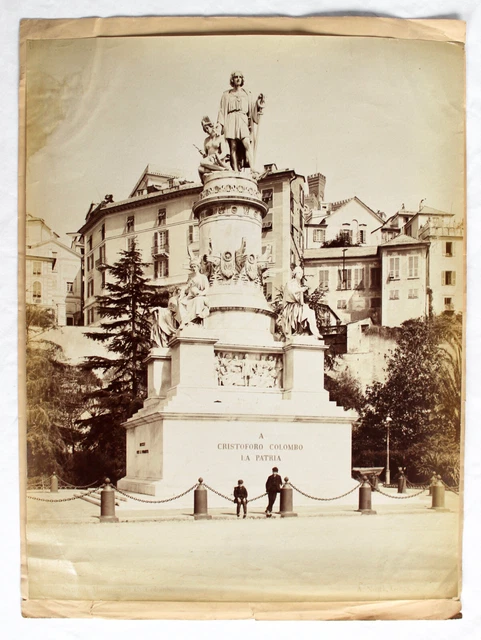 ALFREDO NOACK ca 1875 Original ALBUMEN Photograph COLOMBO MONUMENT Genoa 2