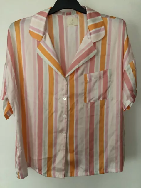 Matalan Satin Candy Striped Short Sleeved Pyjamas, 18 Pre-owned Vgc