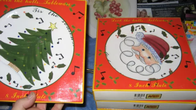 Cracker Barrel Deck the Halls Christmas 8" Plates with Boxes - Set of 6