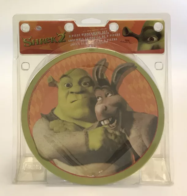 Shrek 2 Mealtime 3 Piece Dinnerware Set Includes Plate, Bowl& Cup