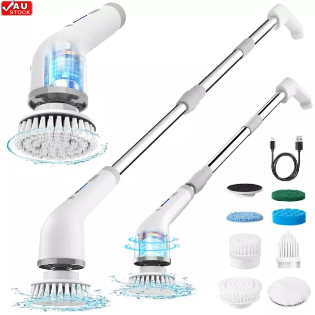 Rechargeable Cordless Spin Scrubber Electric Turbo Scrub Cleaning Brush 7 Heads