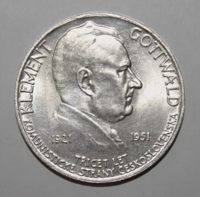 S3 - Czechoslovakia 100 Kr. 1951 Brilliant Uncirculated Silver Coin - Gottwald