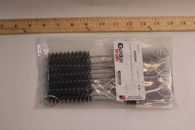 (12-Pk) Gordon Brush Spiral Single-Stem Nylon Brushes w/Ring Handle Galvanized