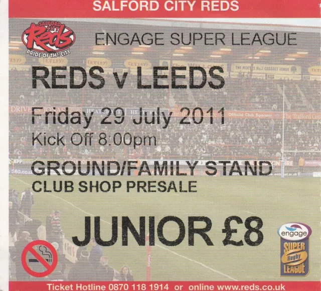 Ticket - Salford v Leeds 29.07.11