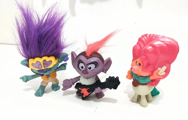 Lotto 3 Pezzi McDonald's Trolls In Plastica Rigida