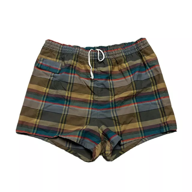 Vintage 50s 60s Plaid Swimtrunks Mens L Swim Suit