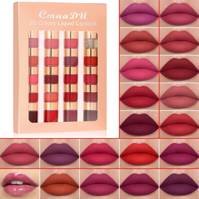 20 colour Lip Gloss Set Velvet Matte Lipstick Waterproof Long Lasting Non-stick