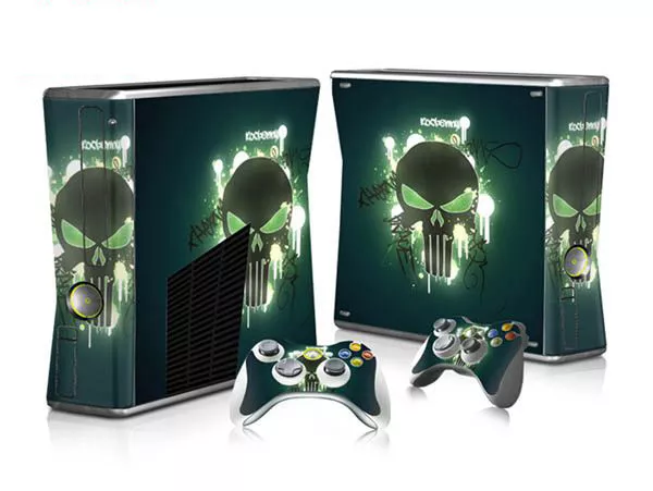 XBOX 360 Slim Skin Design Foils autocollant film de protection kit - motif crâne brillant