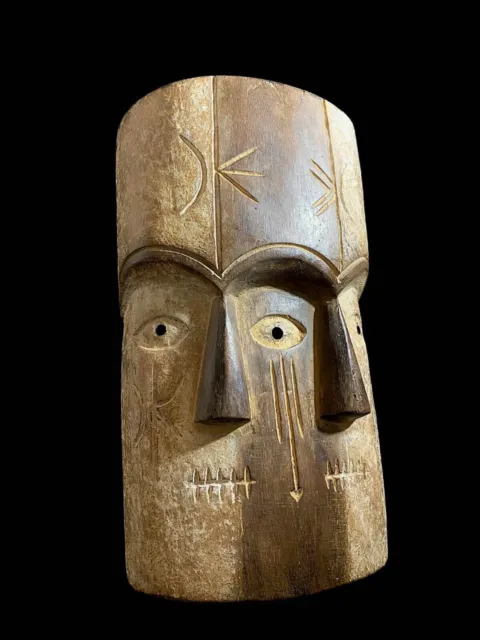 African Mask From the Lega Tribe of Congo Wide and is Hand Carved of Wood-6790