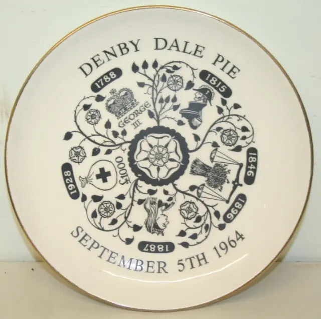 1964 Denby Dale Pie Commemorative Plate ~9" Diameter ~VGC (DEB16)