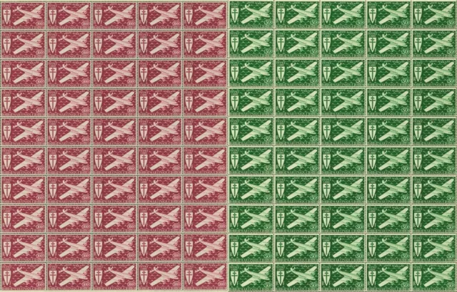 French Martinique 1945-MNH. Yvert Airmails Nr.: 4/5. Sheet of 50.(EB) AR1-01200