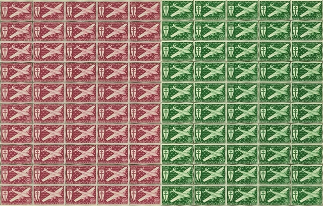 French Martinique 1945-MNH. Yvert Airmails Nr.: 4/5. Sheet of 50.(EB) AR1-01200