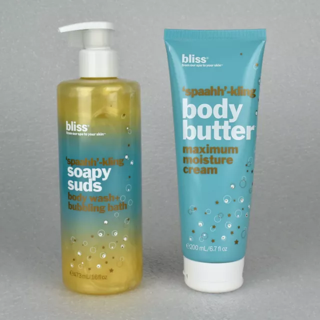 Bliss Spaahh-kling Body Butter (6.7oz) & Soapy Suds Body Wash Bubble Bath (16oz)