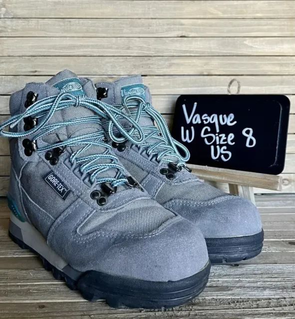 WOMENS VASQUE GRAY Suede GTX Vintage Mid Athletic Hiking Boots Shoes ...