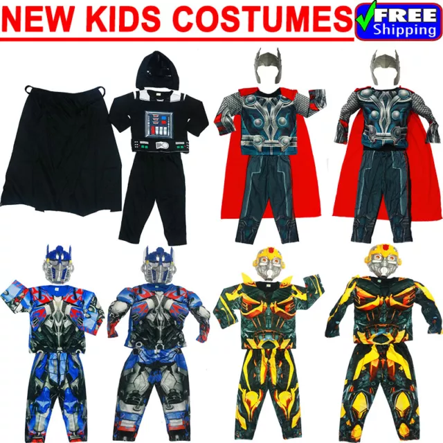 New Size 2-12 Kids Costumes Muscle Boys Thor Star Wars Transformers Avenger Gift