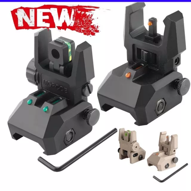 Picatinny Iron Sights Flip-up Front and Rear Sight Fiber Optics Dual Aiming Mode