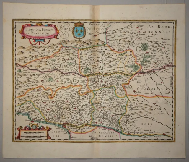 Lyon / Rhone - Lionnois, Forest, et Beaviolois - Janssonius 1636 - Original 2