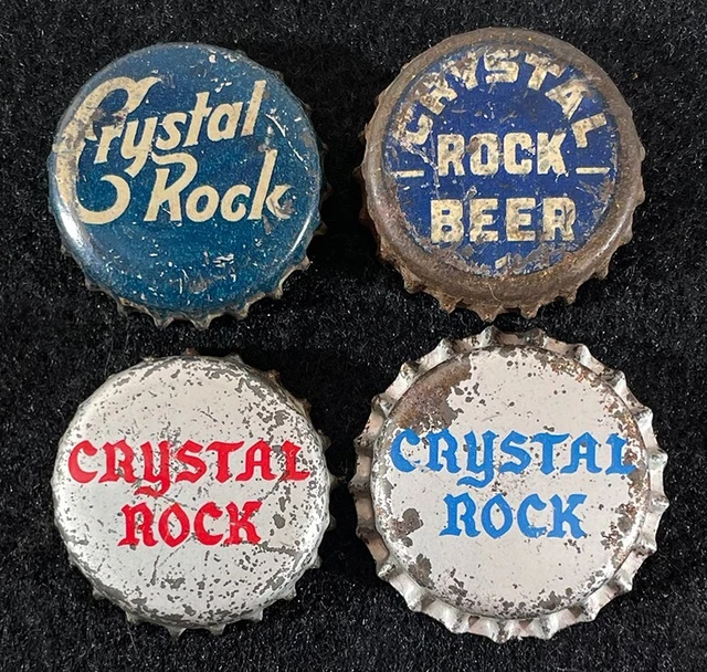 4 Crystal Rock Cork Lined Beer Bottle Cap Cleveland-Sandusky Ohio Crown Antiques