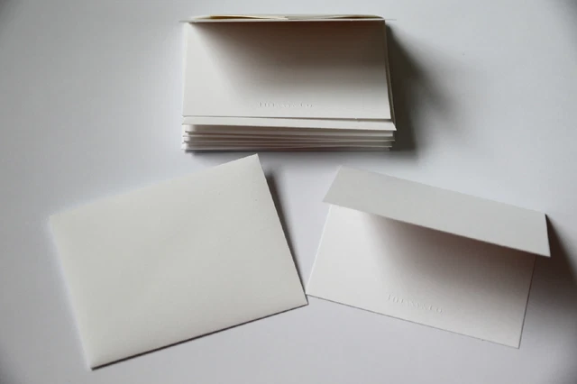 Lote de 10 auténticas tarjetas plegadas y sobres en blanco de 3,5" de Tiffany