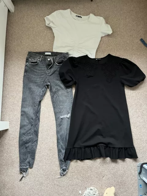 Ladies Clothing Bundle Size 8-10  Zara T-shirt Dress and Distressed Jeans ￼