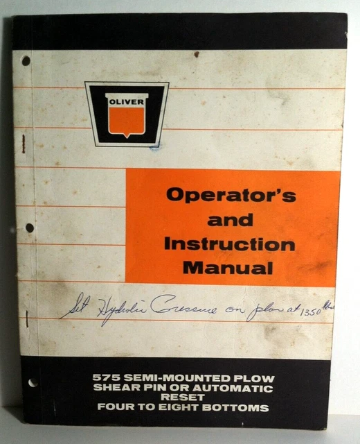 Oliver Model 575 Semi Mounted Plows Operators Manual 1965