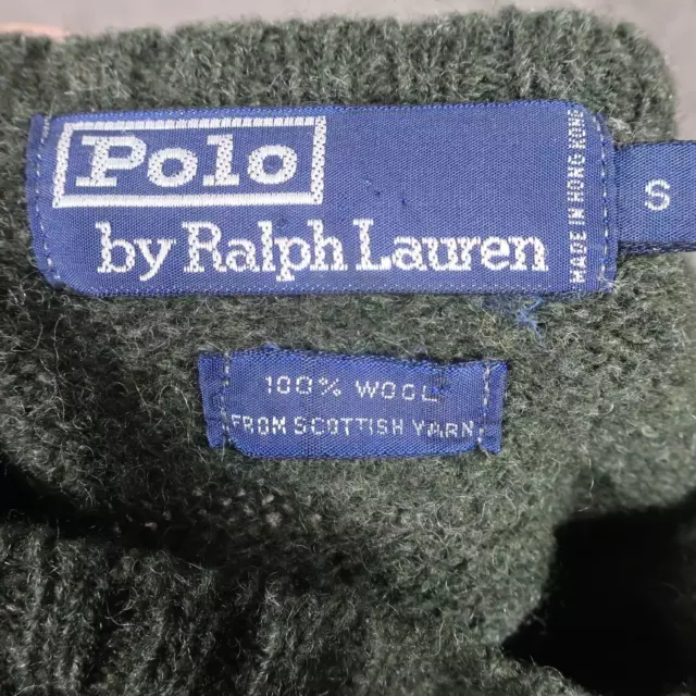 Vtg 90s Polo Ralph Lauren Sweater Mens S Crew Scottish Lambs Wool Pullover Holes 3