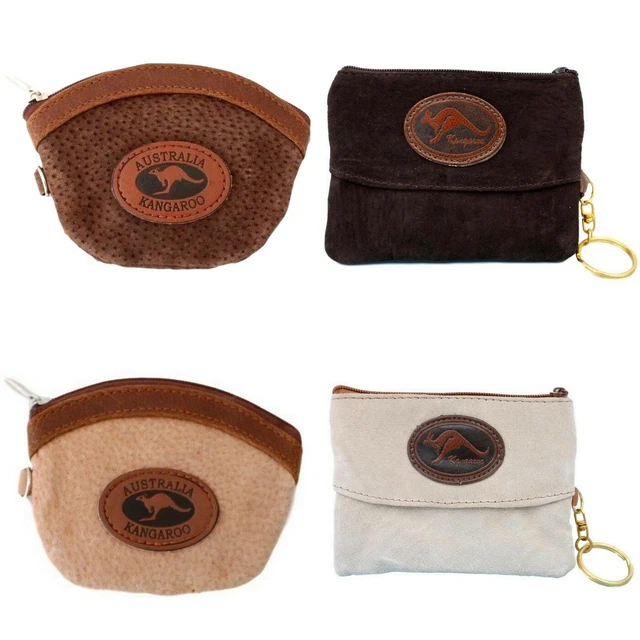 AUSTRALIAN SOUVENIR COIN Purse Pouch Bag 100 Genuine Suede