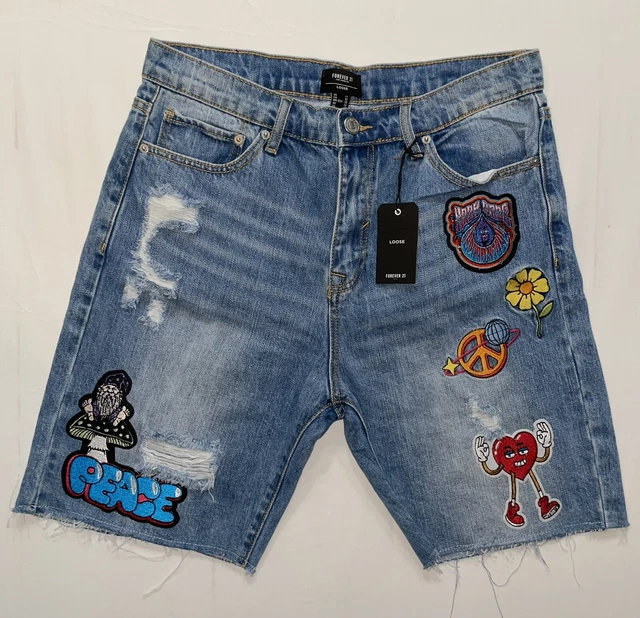 Forever 21 Blue Denim Jeans shorts Men's Size 38 loose fit