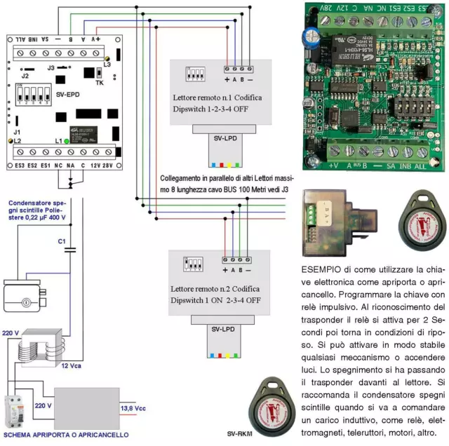 Chiave Elettronica Prossimità 12 Vcc Antifurti Sicurezza Kit 5 Chiavi 2 Lettori 3