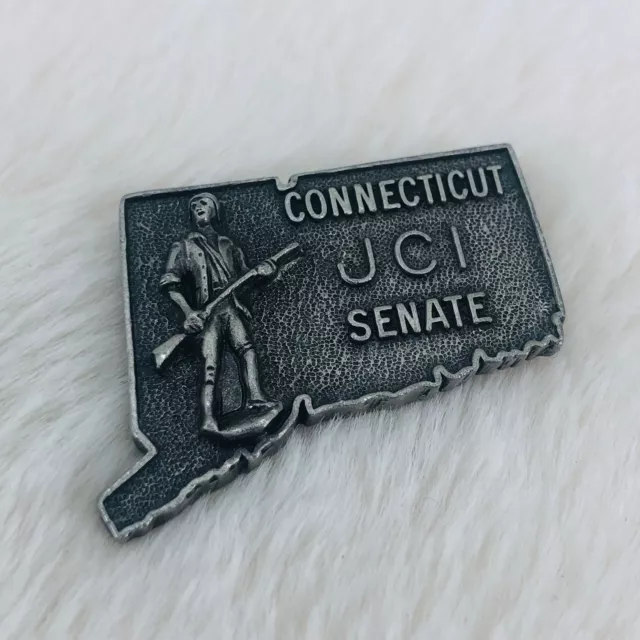 Vtg Connecticut Jaycees JCI Senate Pewter Lapel Brooch Pin